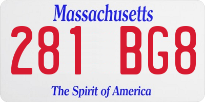 MA license plate 281BG8