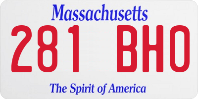 MA license plate 281BH0