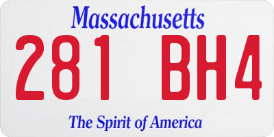 MA license plate 281BH4