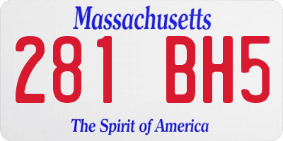 MA license plate 281BH5