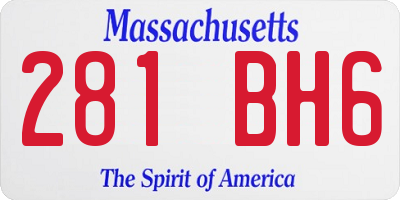 MA license plate 281BH6