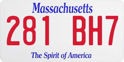 MA license plate 281BH7