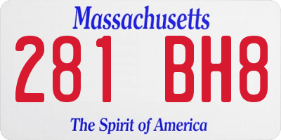 MA license plate 281BH8