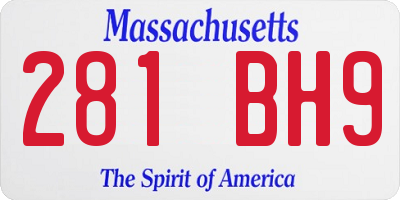 MA license plate 281BH9