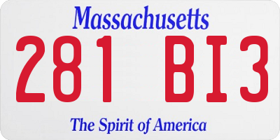 MA license plate 281BI3