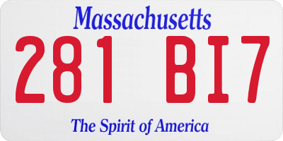 MA license plate 281BI7