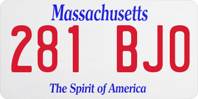 MA license plate 281BJ0