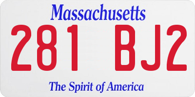 MA license plate 281BJ2