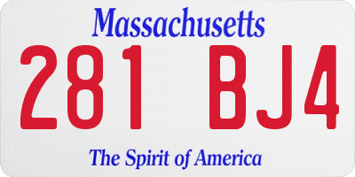 MA license plate 281BJ4