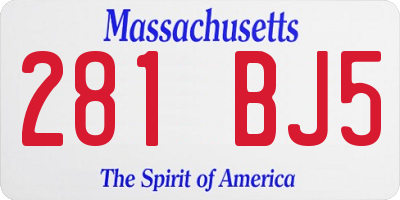 MA license plate 281BJ5