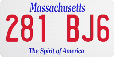MA license plate 281BJ6