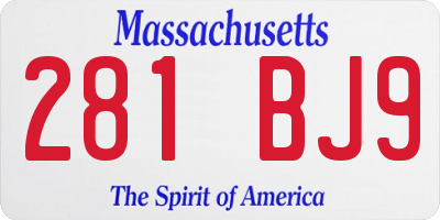 MA license plate 281BJ9