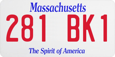 MA license plate 281BK1