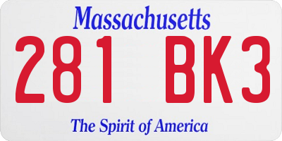 MA license plate 281BK3