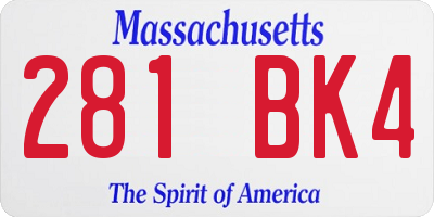 MA license plate 281BK4