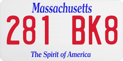 MA license plate 281BK8