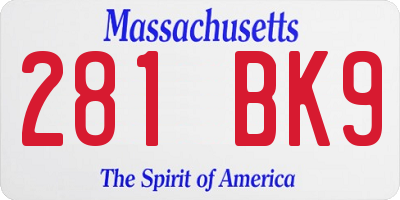 MA license plate 281BK9