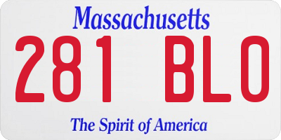 MA license plate 281BL0