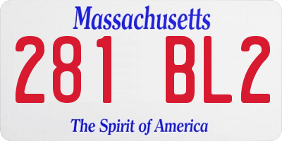 MA license plate 281BL2