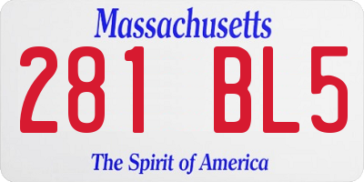 MA license plate 281BL5