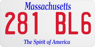 MA license plate 281BL6