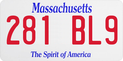 MA license plate 281BL9