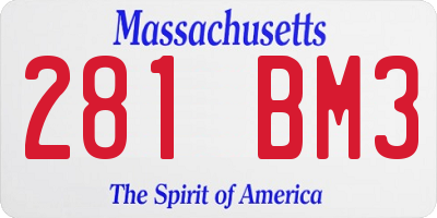 MA license plate 281BM3
