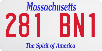 MA license plate 281BN1