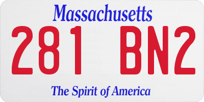 MA license plate 281BN2