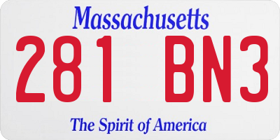 MA license plate 281BN3