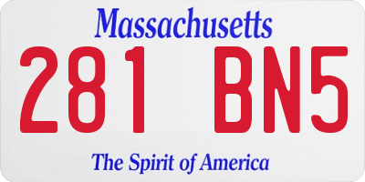 MA license plate 281BN5