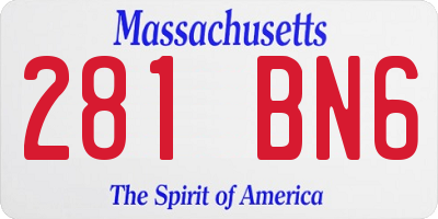 MA license plate 281BN6