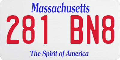 MA license plate 281BN8