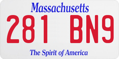 MA license plate 281BN9