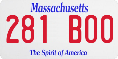 MA license plate 281BO0