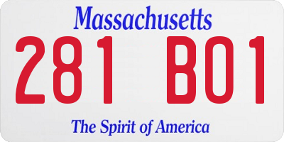 MA license plate 281BO1