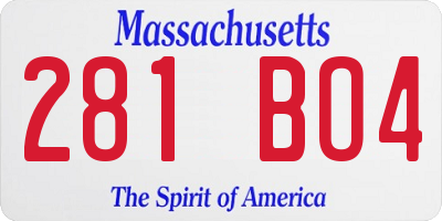 MA license plate 281BO4