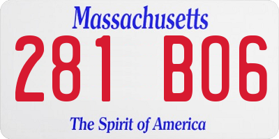 MA license plate 281BO6