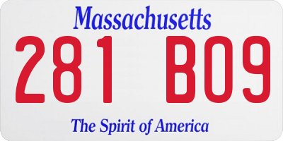 MA license plate 281BO9