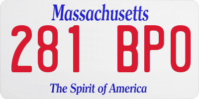 MA license plate 281BP0