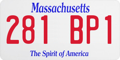 MA license plate 281BP1