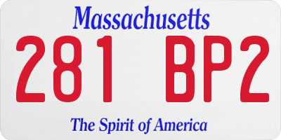 MA license plate 281BP2