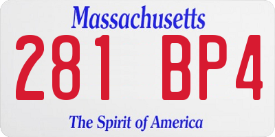 MA license plate 281BP4