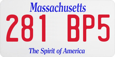 MA license plate 281BP5