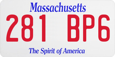 MA license plate 281BP6