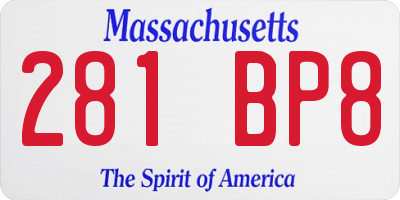 MA license plate 281BP8