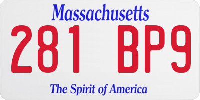 MA license plate 281BP9