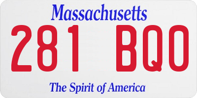 MA license plate 281BQ0