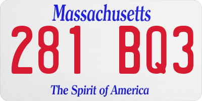 MA license plate 281BQ3