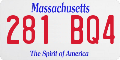 MA license plate 281BQ4